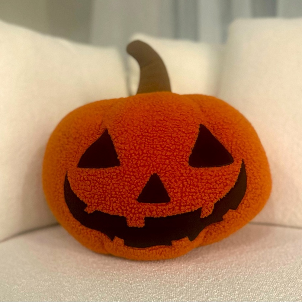 Jack-O-Lantern Orange Pumpkin Pillow Plush Halloween Fall Decor